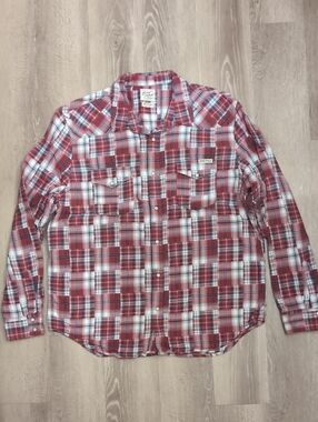 Lucky Brand Red Plaid Long-Sleeve Button-Up Shirt